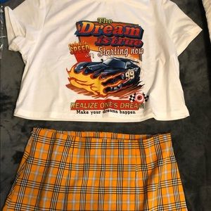 Crop top tee and mini skirt set
